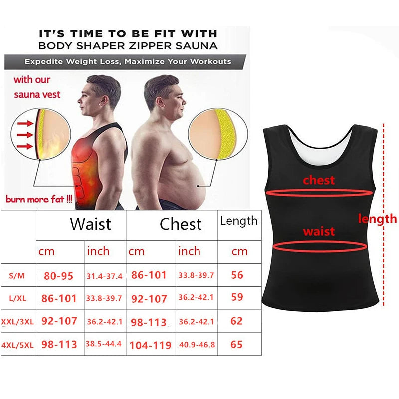 Men's Sauna Shapewear Vest – Silver Coated Compression Top for Weight Loss