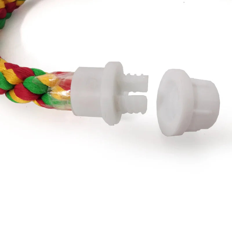 Woven Rope Parrot Toy – Bendable Multi-color Chew Perch for Parakeets