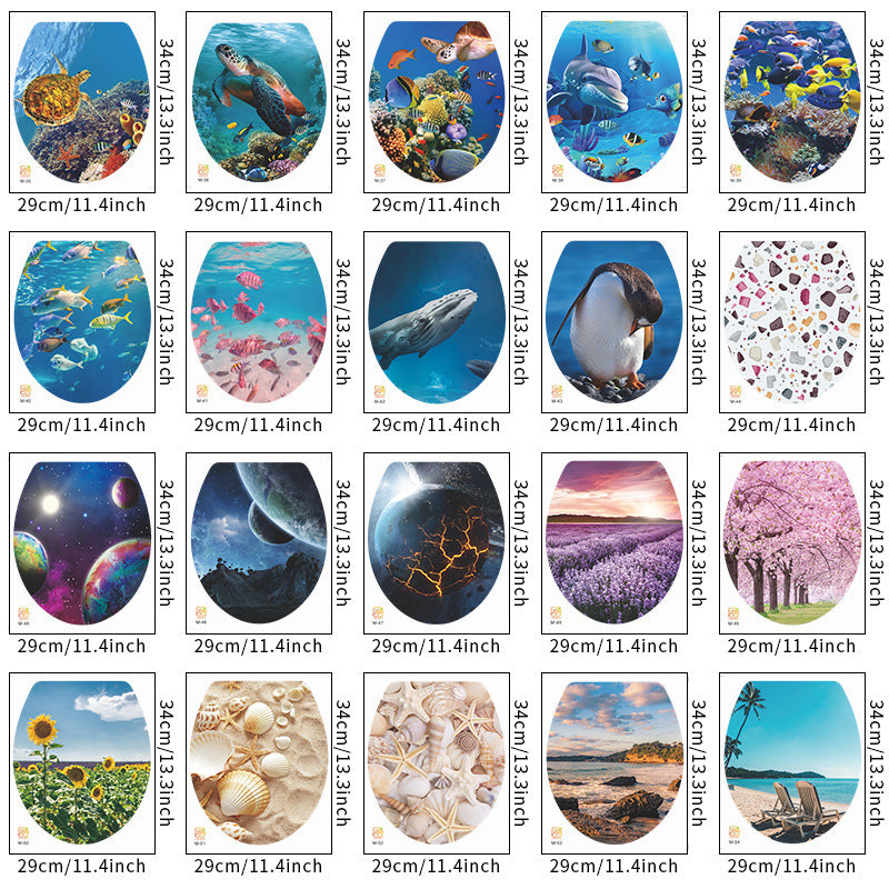 Decorative Toilet Seat Decal – Underwater Sea Shell Art for Bathroom Decor