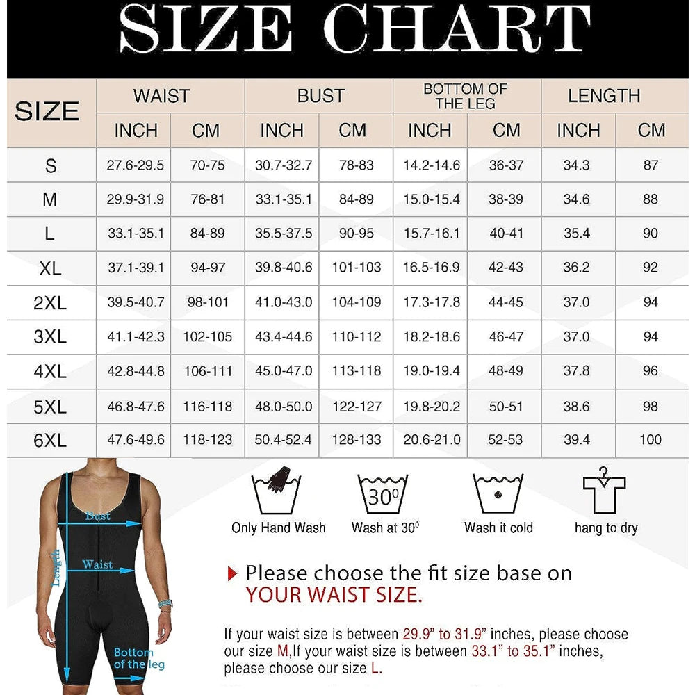 Men's Compression Bodysuit – Tummy Control Shapewear for Slimming and Workout