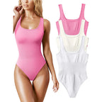 Ribbed Tummy Control Jumpsuit – Open Crotch Shapewear for Daily Compression