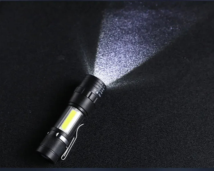 USB Rechargeable Mini Flashlight – Zoomable COB Torch for Camping and Emergency