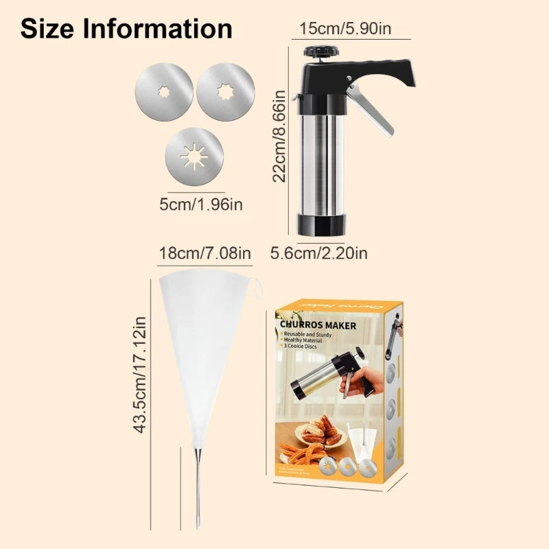 Spanish Churro Making Machine – Manual Cookie Press for Home Snacks