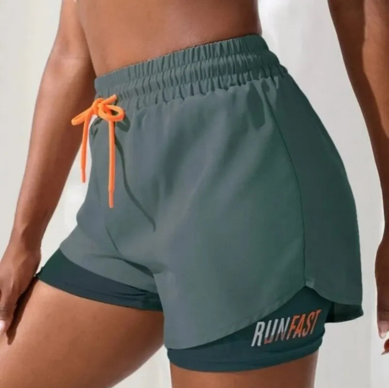 High Rise Yoga Shorts – Two-in-One Athletic Apparel for Gym Running
