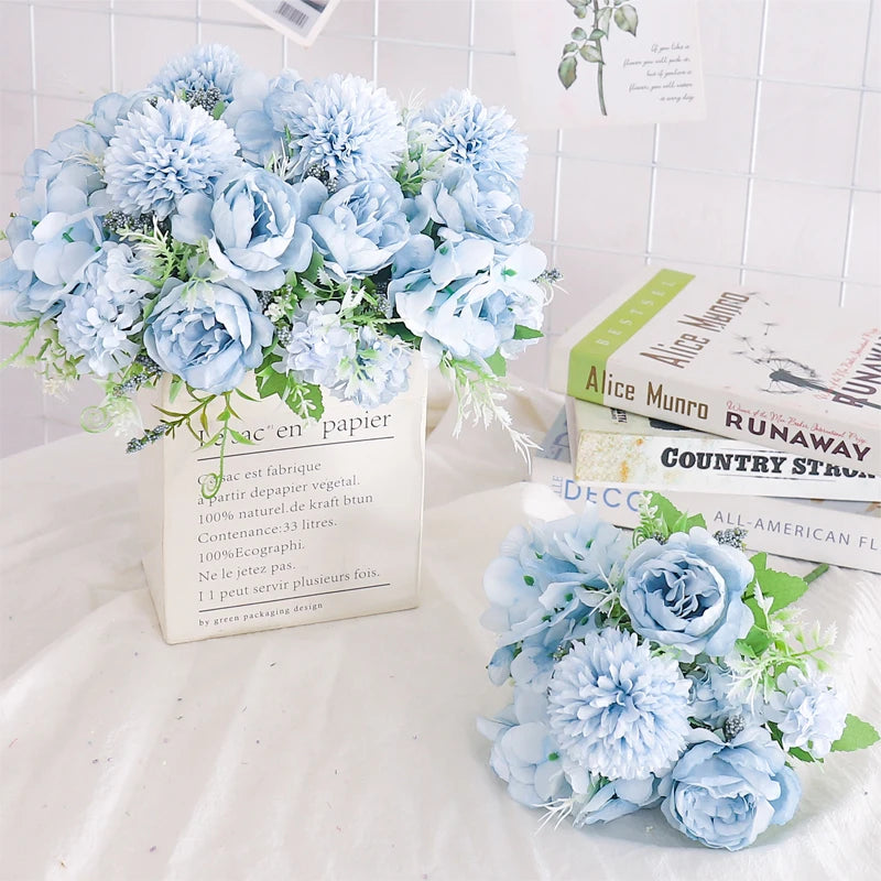 Silk Peony and Hydrangea Bouquet – Artificial Floral Decor for Wedding Home