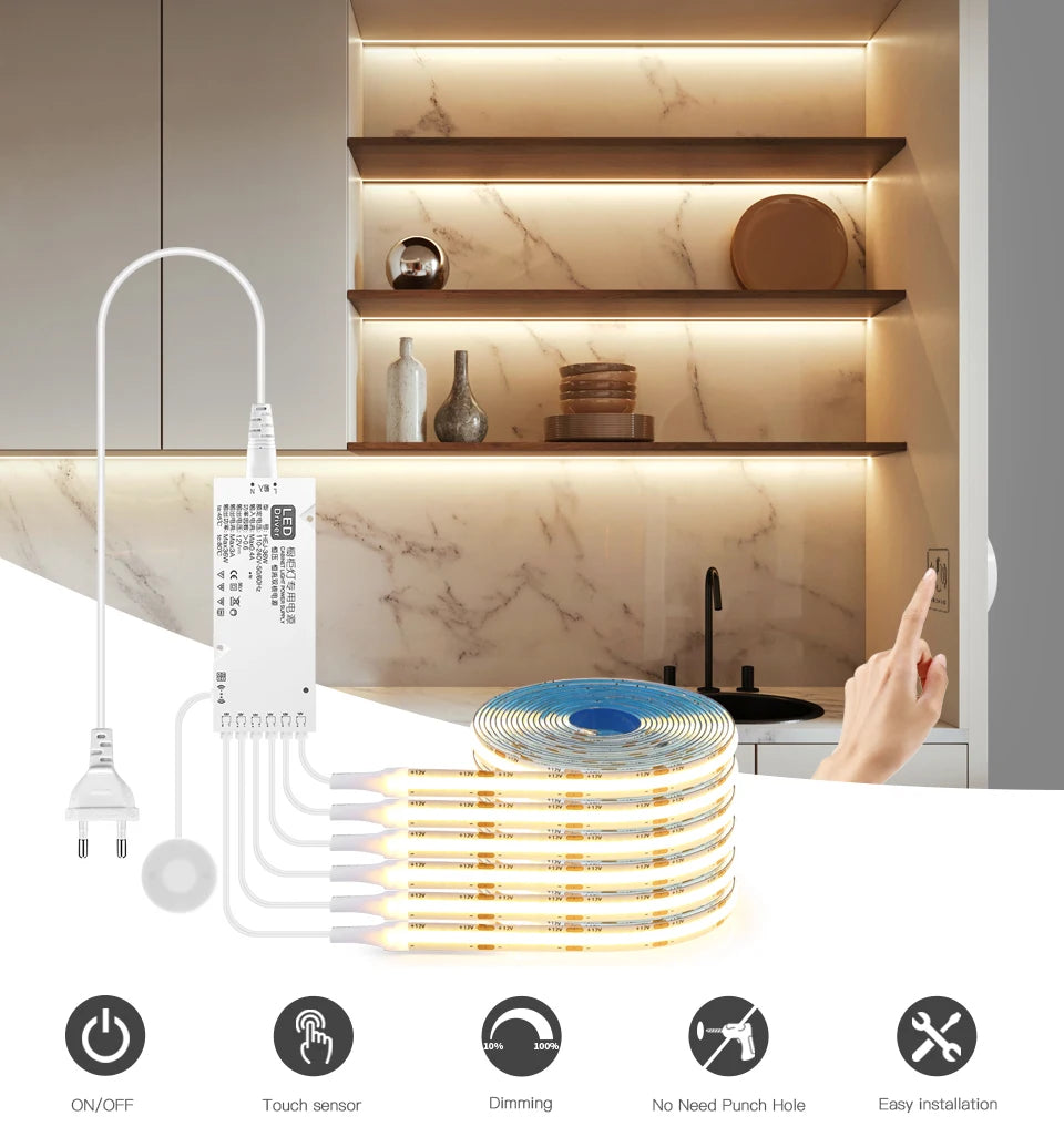 COB LED Strip Lights – Motion Sensor Under Cabinet Lamp for Closet Wardrobe