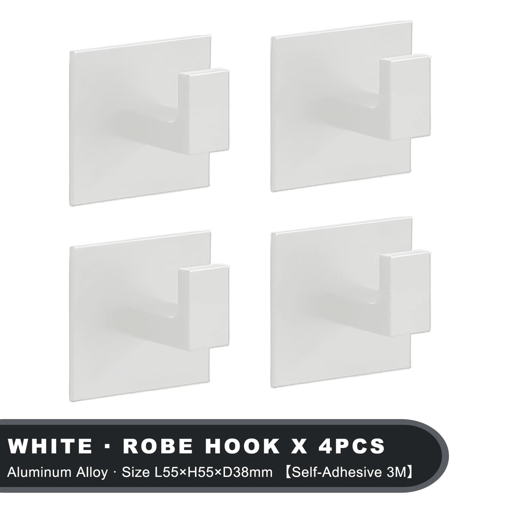 Adhesive Wall Hooks – Heavy Duty Black Hangers for Bathroom and Kitchen