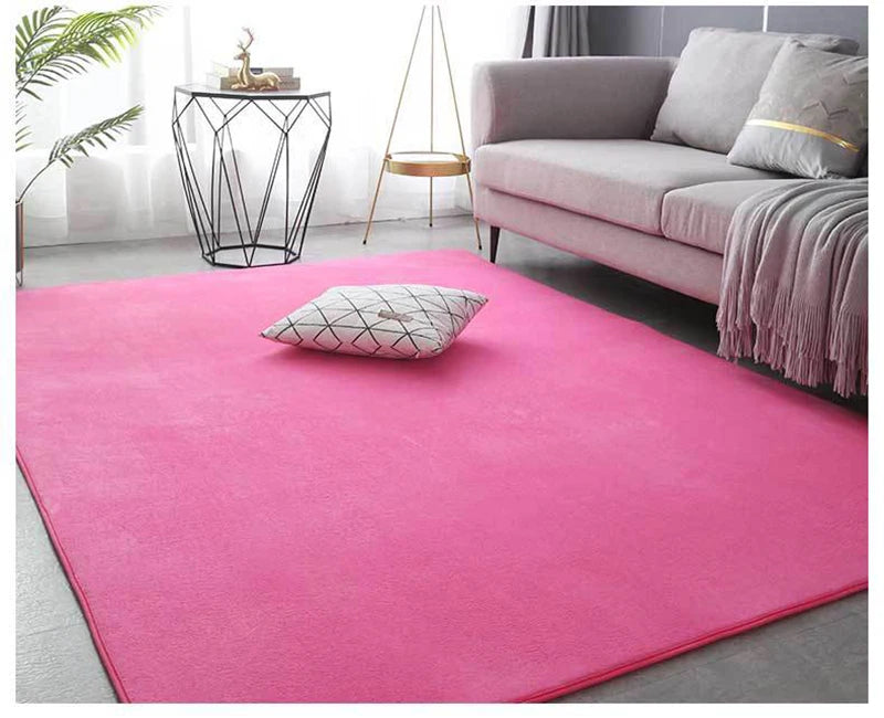 Coral Velvet Area Rug – Soft Rectangular Mat for Living Room and Bedroom