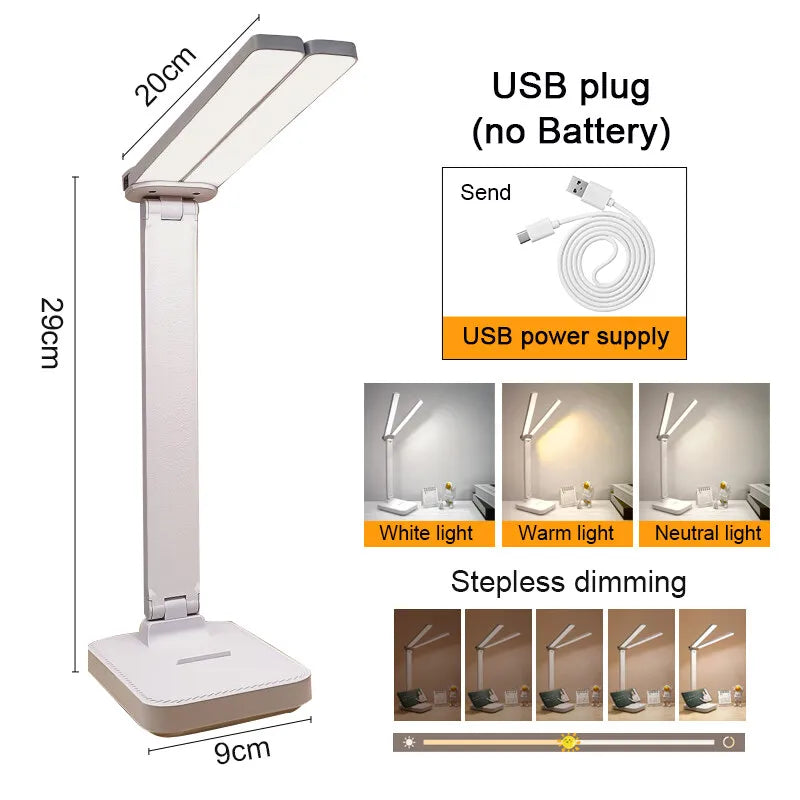 Dimmable LED Desk Lamp – Rechargeable Eye Protection for Bedroom Study