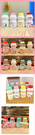 Milk Carton Water Bottle – 480ml Kawaii Plastic Cup for Kids and Adults