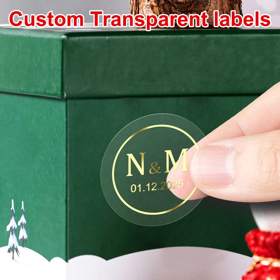 Transparent Gold Waterproof Custom Labels – Elegant Stickers for Packaging