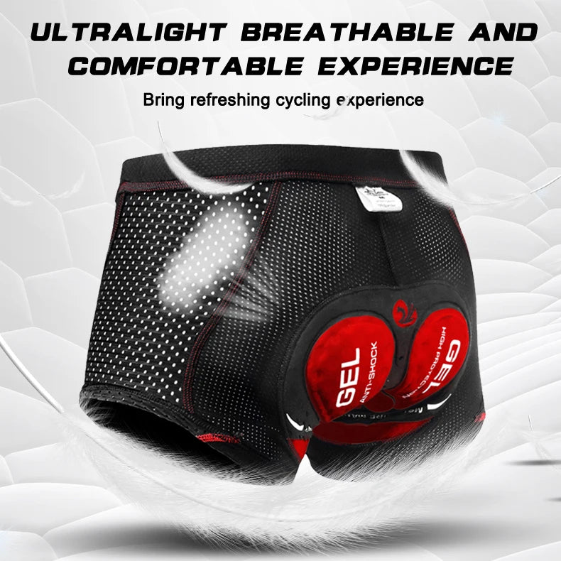 Padded Cycling Underwear Shorts – 5D Gel Breathable Liner for MTB Road Bike