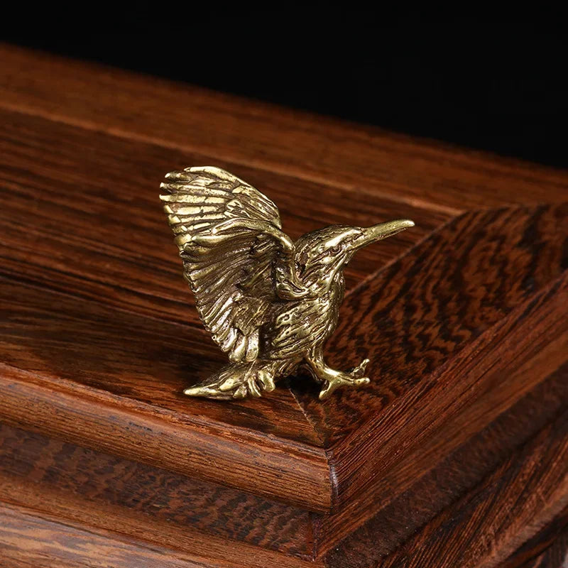 Brass Eagle Statue – Mini Winged Bird Sculpture for Home and Office Decor
