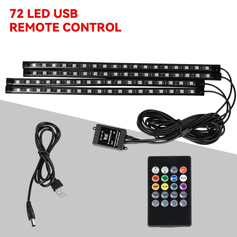 RGB LED Car Interior Light – Wireless Music Control for Auto Atmosphere