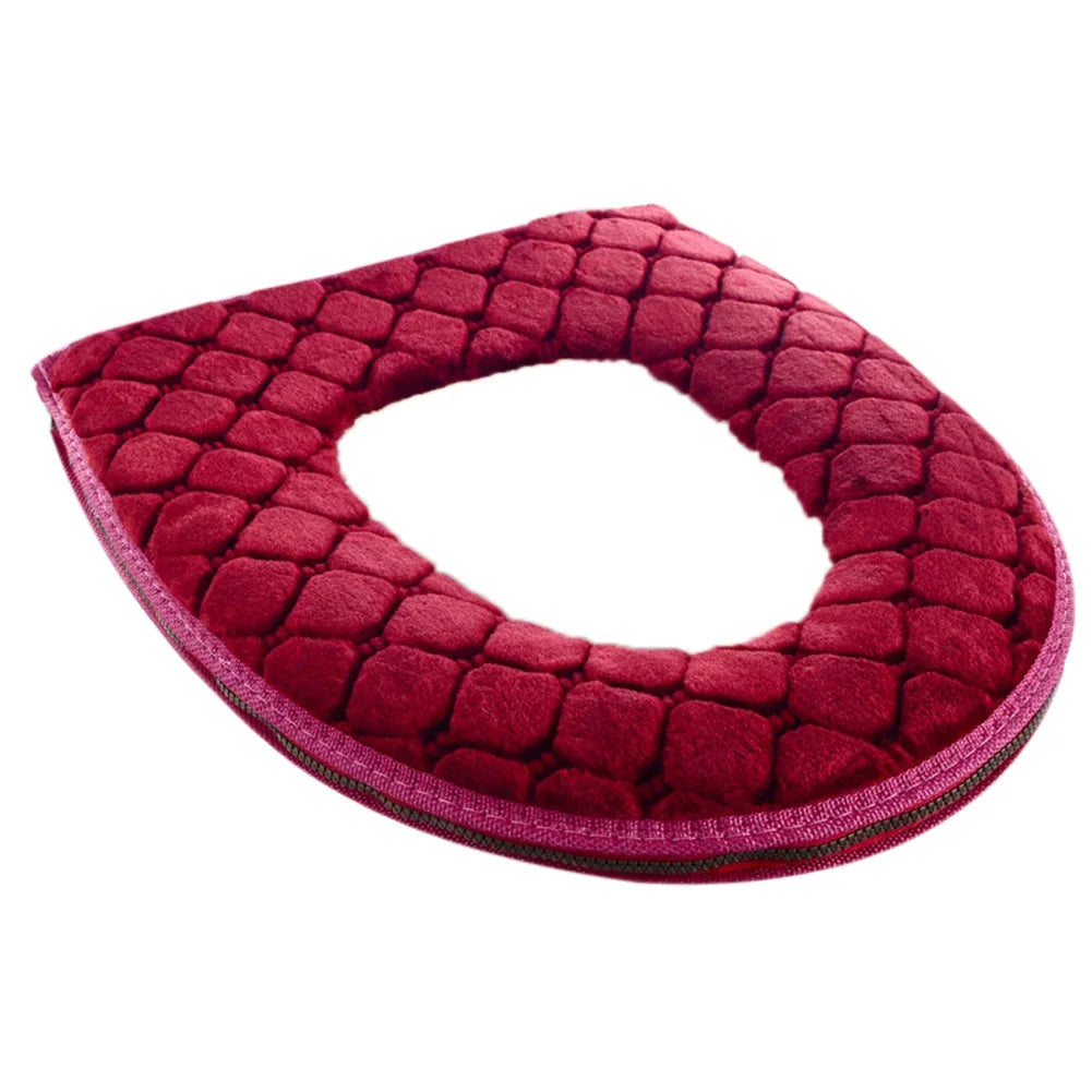 Plush Toilet Seat Cover – Soft Warm O-Shaped Cushion for Winter Bathroom