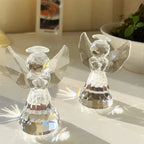 Clear Crystal Angel Statue – Decorative Glass Figurine for Home Decor Gift