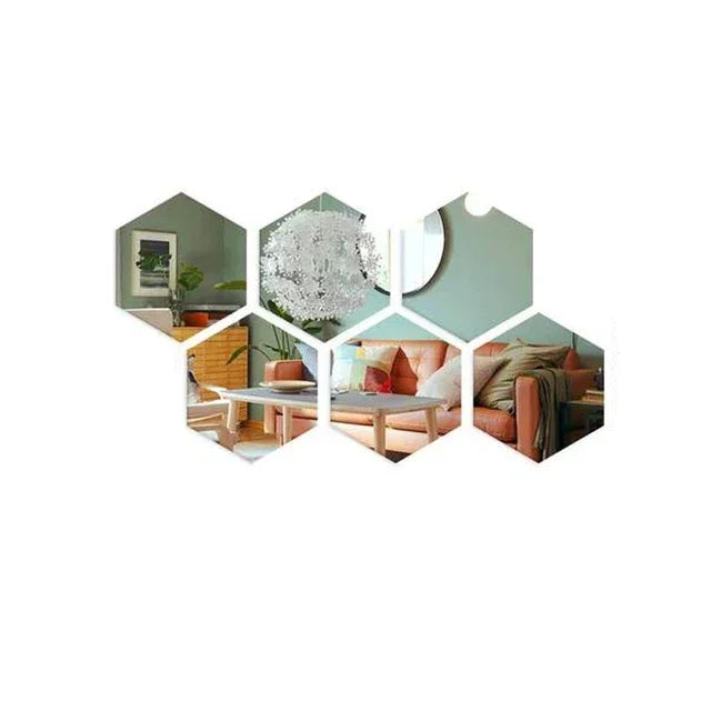 Hexagon Acrylic 3D Mirror Wall Stickers – Self-Adhesive Decor for Home