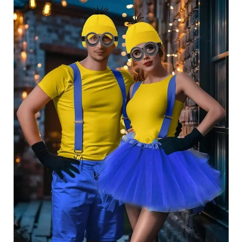 Minion Costume Set with Goggles and Hat – Adult Cosplay Outfit for Party