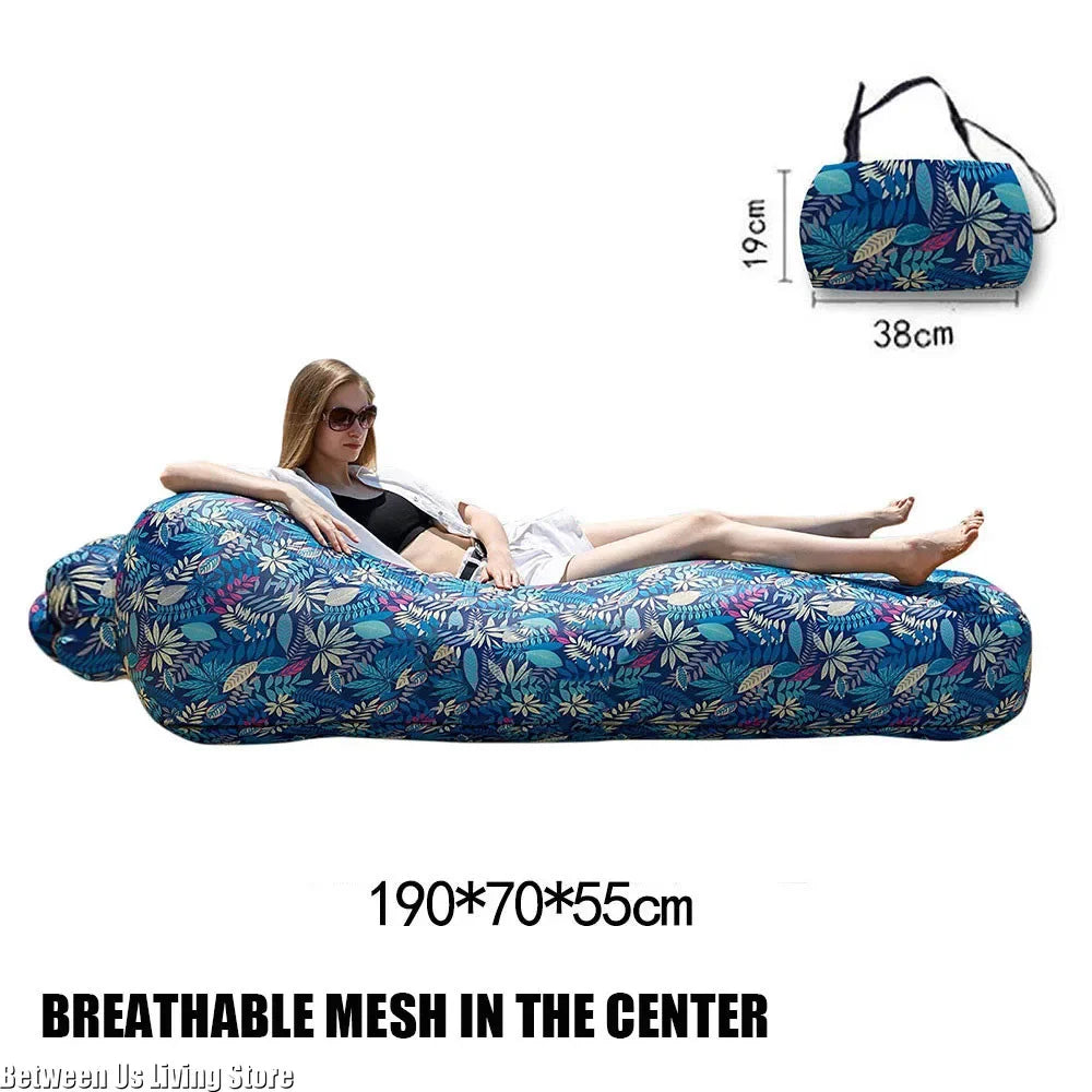 Inflatable Sofa Bed – Extra Wide Non-Roll Air Lounger for Beach and Garden