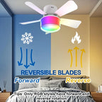 Smart RGB Ceiling Fan – E27 Bluetooth Lamp for Bedroom Decor