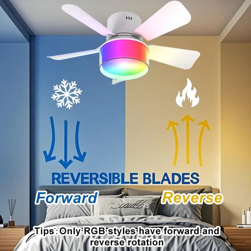 Smart RGB Ceiling Fan – E27 Bluetooth Lamp for Bedroom Decor