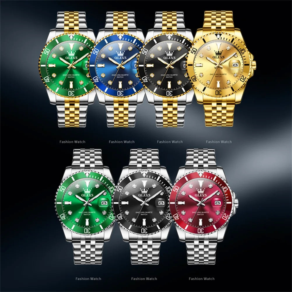 Stainless Steel Quartz Watch – Luminous Calendar Wristwatch for Business Men