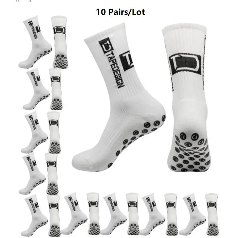 Non-Slip Silicone Grip Sports Socks – Mid-Calf Athletic Gear for Football Yoga