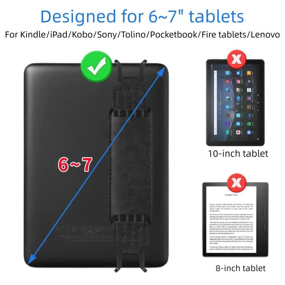 E-Reader Hand Strap – Adjustable PU Leather Grip for 6-7 Inch Devices
