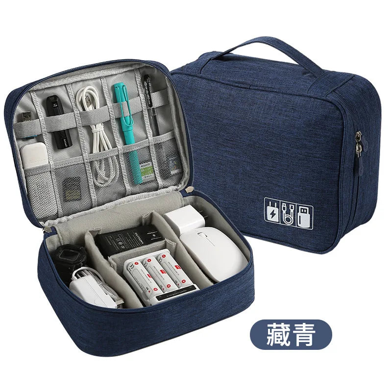 Waterproof Travel Cable Organizer – Double Layer Case for Electronics