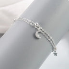 Sterling Silver Star Moon Bracelet – Vintage Crystal Jewelry for Women