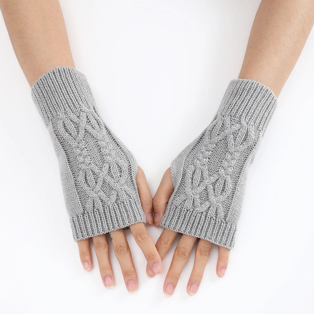 Soft Wool Half Finger Gloves – Warm Knit Arm Mittens for Winter Outdoor