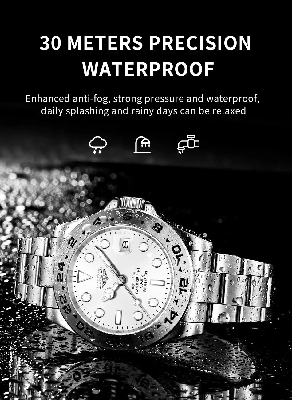 Luxury Steel Quartz Watch – Waterproof Military Sport Accessory for Men