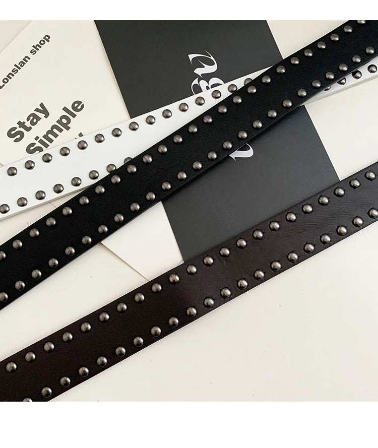 Rivet Studded Leather Belt – Fashion Waist Accessory for Women