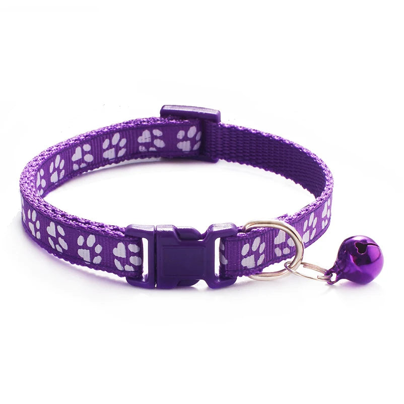Printed Bell Pet Collar – Adjustable Safety Necklace for Cats and Small Dogs