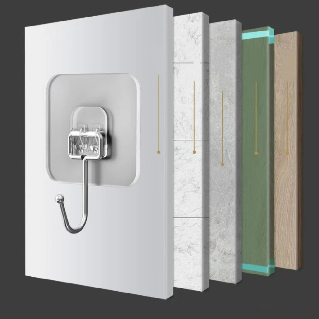 Transparent Adhesive Hooks – Heavy Duty Acrylic for Kitchen and Bathroom Wall