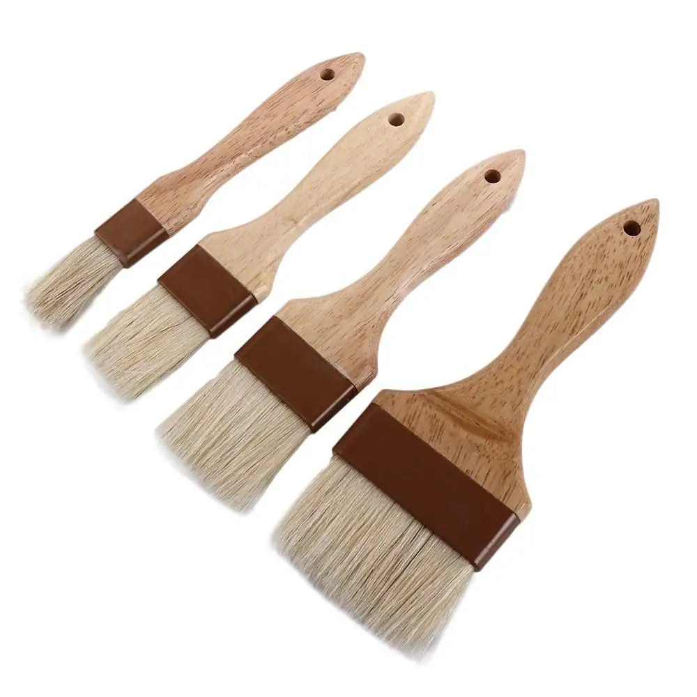 Wooden Bristle Pastry Brush – Flat Oil Basting Tool for Baking and Barbecue
