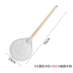 Perforated Aluminum Pizza Peel – Non-Slip Wooden Handle for Home Baking
