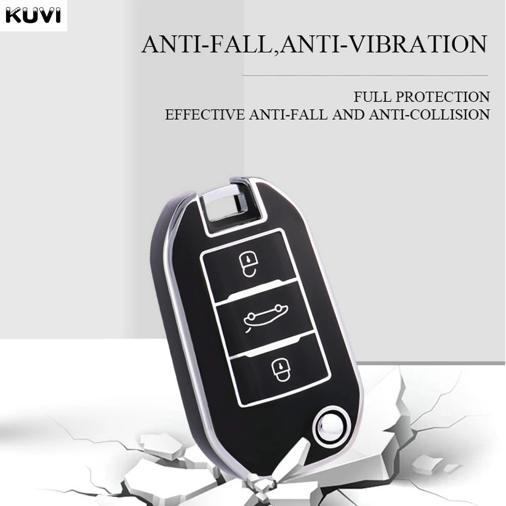 TPU Car Flip Key Case – Protective Shell for Peugeot and Citroen Accessories