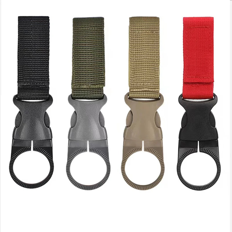 Nylon Webbing Bottle Holder – Tactical Carabiner Clip for Outdoor Hiking