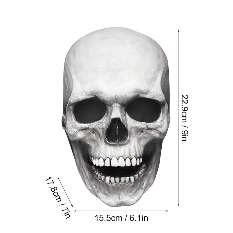 Full Head Skull Mask – Realistic Moveable Jaw for Halloween Cosplay