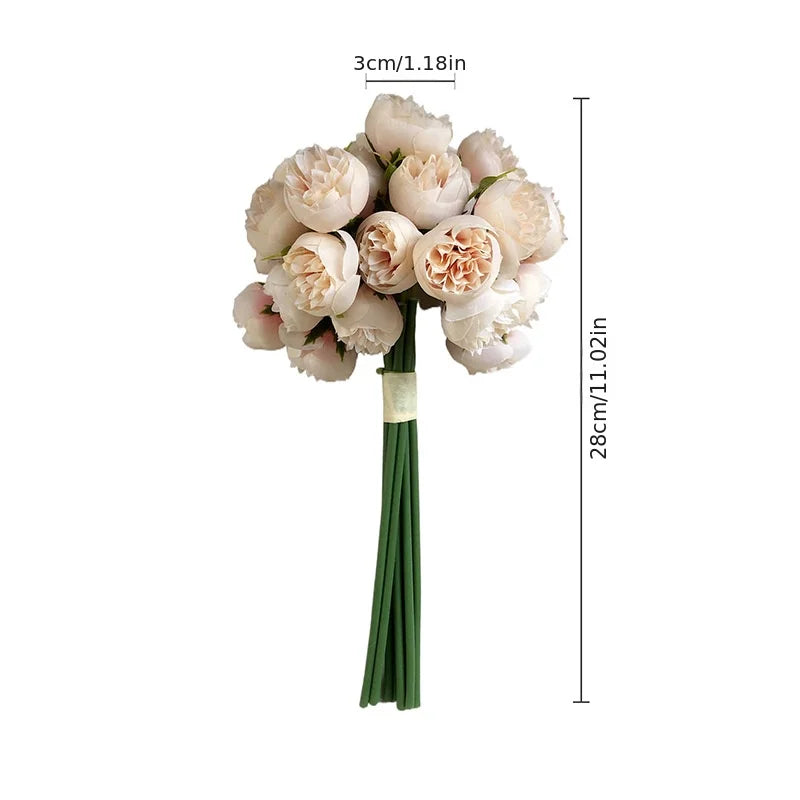 Silk Peony and Rose Bouquet – Artificial Floral Arrangement for Home Wedding