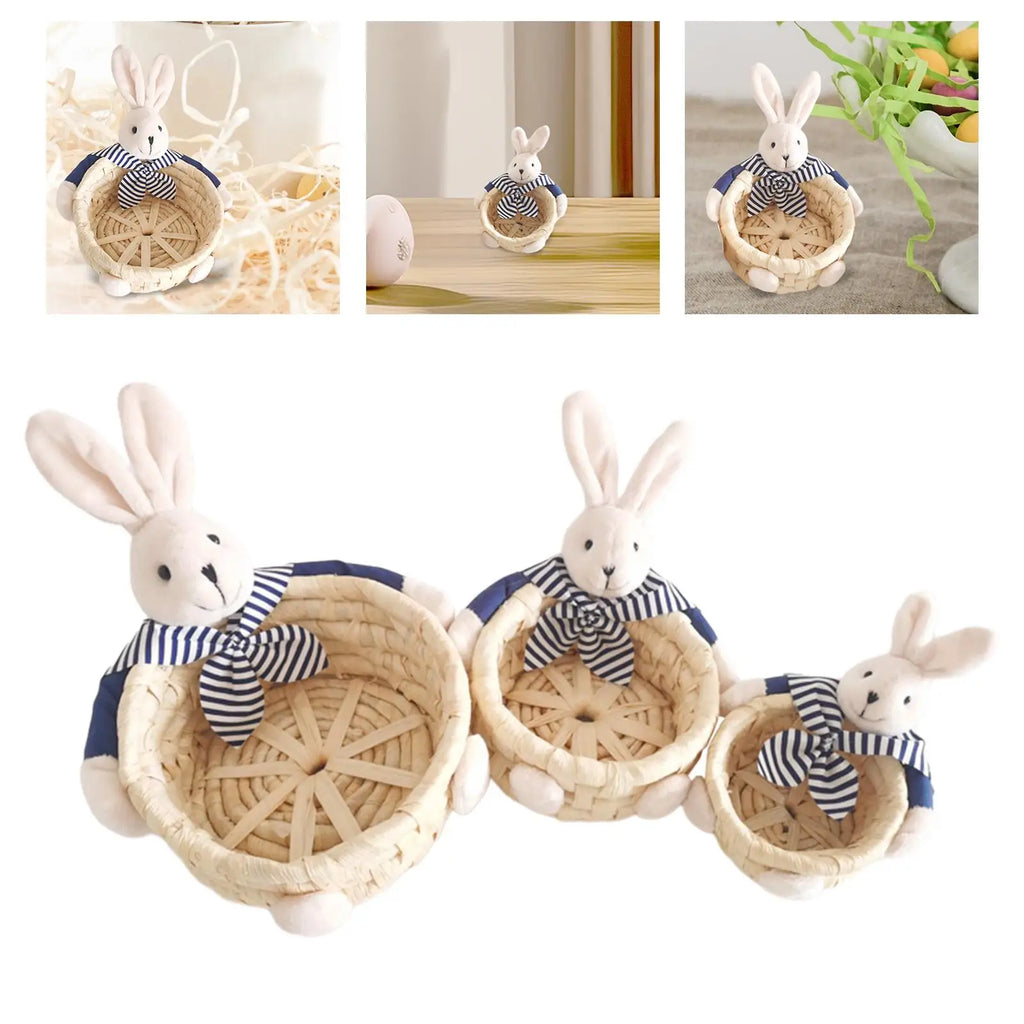 Miniature Easter Bunny Basket – Reusable Decorative Storage for Holiday Decor