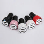 Bling Dual USB Car Charger – Diamond Fast Adapter for Women Interior Decor