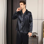 Silk Long Sleeve Pyjama Set – Plus Size Sleepwear for Men