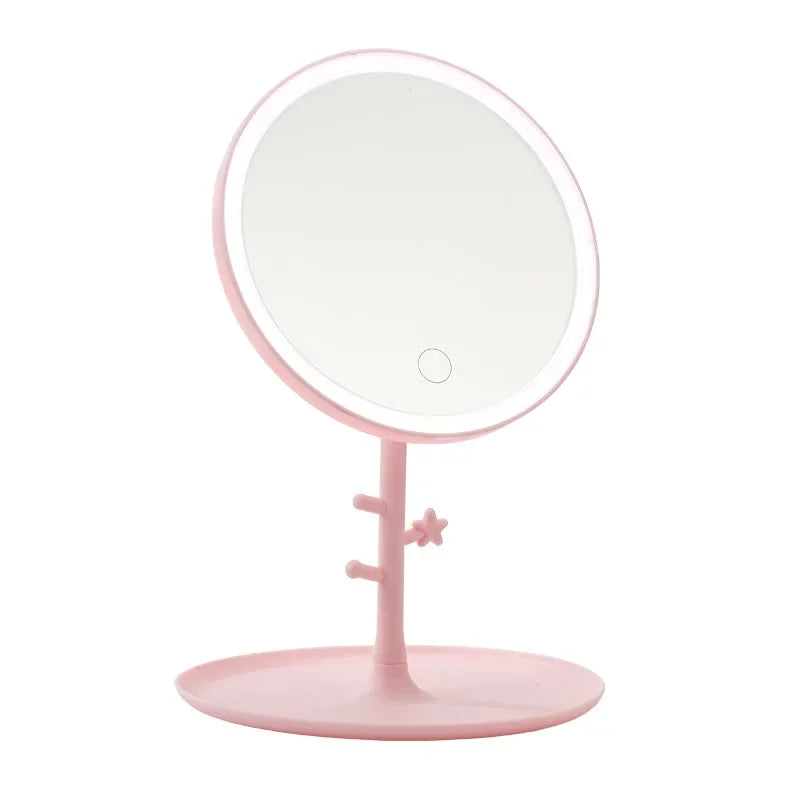 LED Touch Screen Makeup Mirror – Foldable Cosmetic Light for Daily Vanity