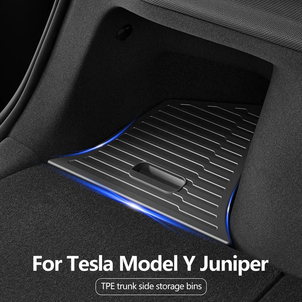 Trunk Side Organizer – Flocked TPE Storage Box for Tesla Model Y Travel