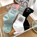 Cute Expression Print Mid Tube Socks – Comfy Cotton Hosiery for Women