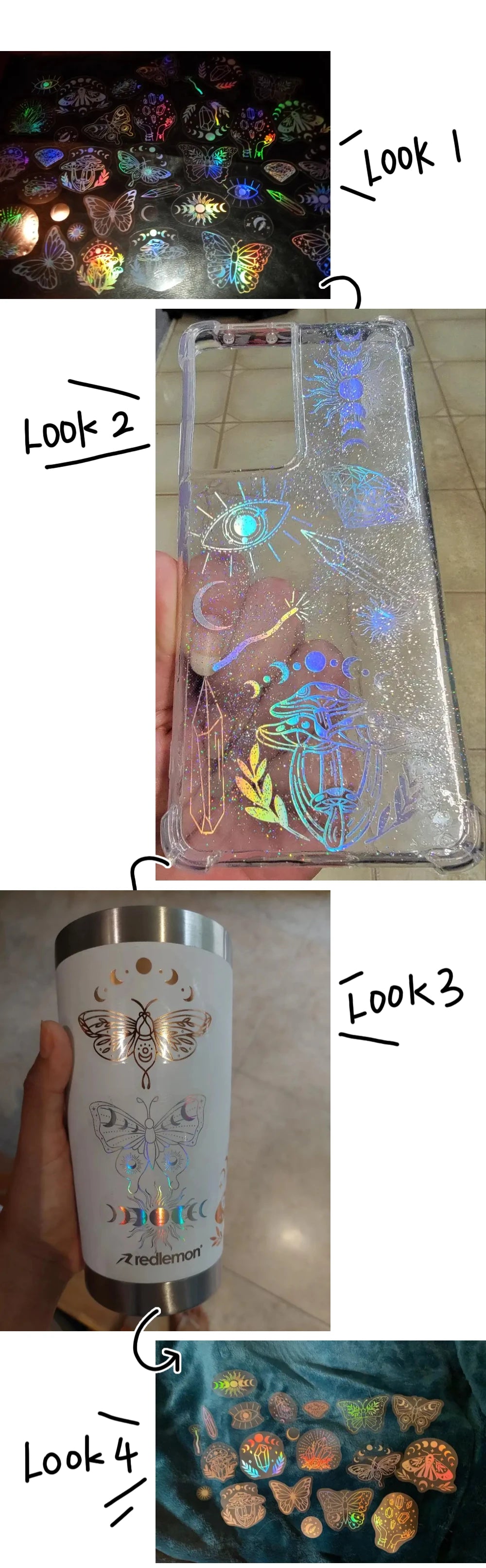 Holographic Glitter Stickers – Transparent Waterproof Decals for Scrapbooking