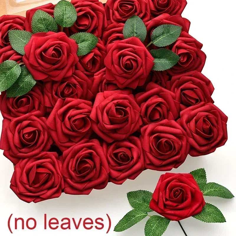 Artificial Foam Rose Heads – Realistic Silk Flowers for DIY Wedding Decor