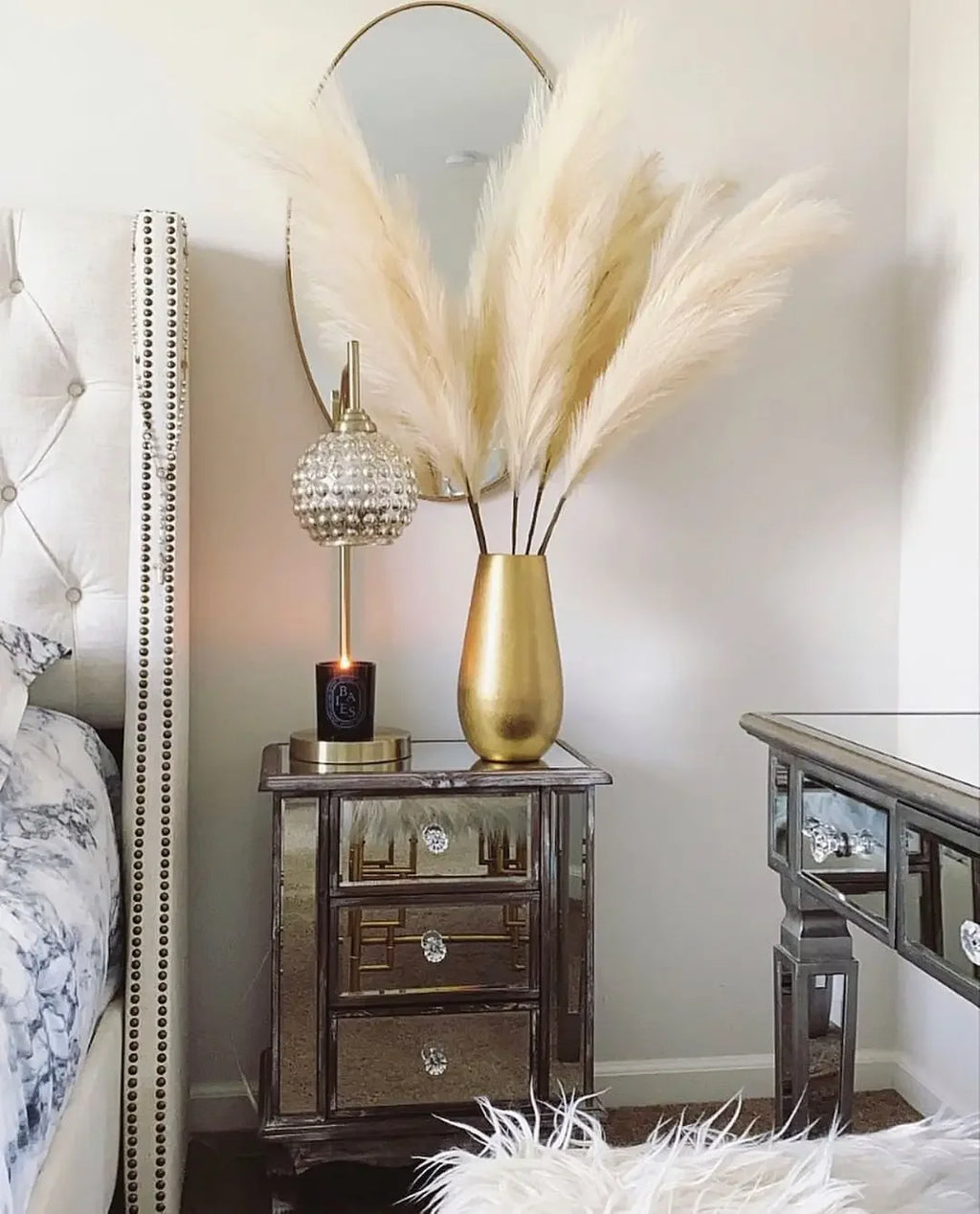 47" Faux Pampas Grass – Tall Fluffy Artificial Stems for Home Decor
